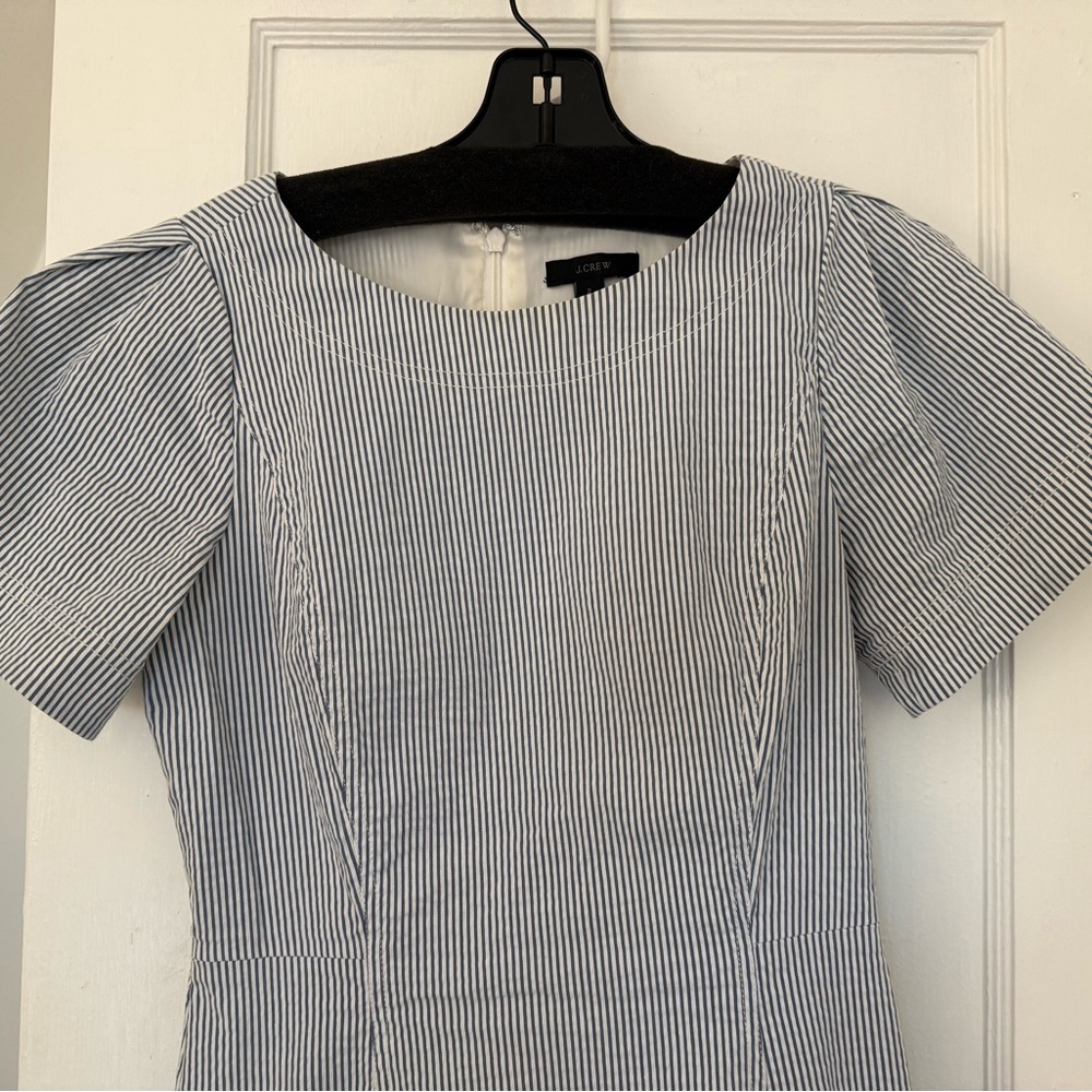 J crew seersucker puff sleeve dress